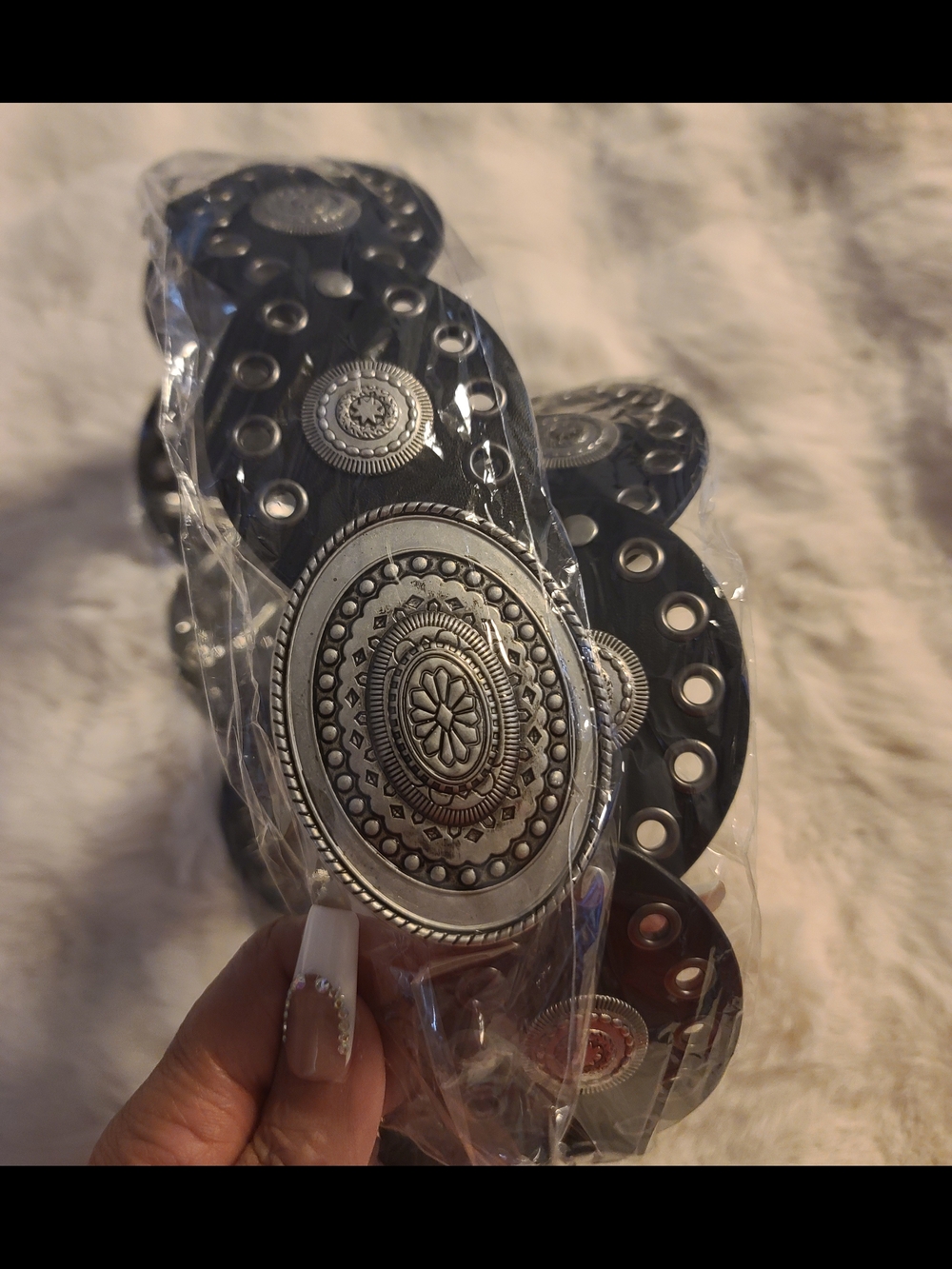 Black Western Concho Belt - Picture 2 of 6